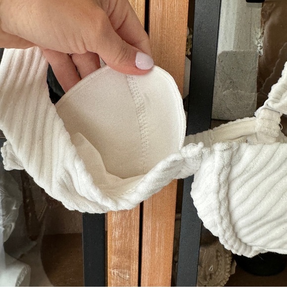 H&M bikini set ribbed terry highwaisted rise balconette underwire pushup bottoms - Picture 4 of 5